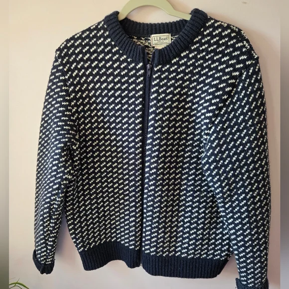 L.L. Bean Heritage Birdseye Wool Cardigan - Made in Norway - Picture 2 of 10